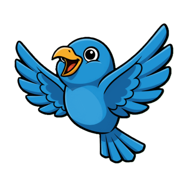 A cheerful, fledgling Huma mascot avatar representing a Joy of Persian student testimonial for the Persian Alphabet and A1 Beginner level.