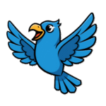 An enthusiastic and dynamic Huma mascot avatar representing a Joy of Persian student testimonial for the A2–B1 levels.