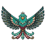 A majestic, ornate Huma mascot avatar adorned with Persian art patterns, representing a Joy of Persian student testimonial at the C2 and Persian Literature level.