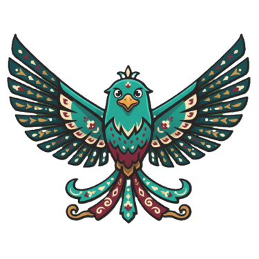 A majestic, ornate Huma mascot avatar adorned with Persian art patterns, representing a Joy of Persian student testimonial at the C2 and Persian Literature level.